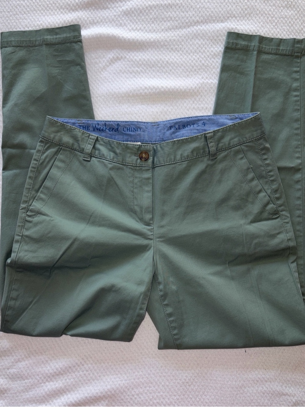 TALBOTS-The Weekend Chino Pant Soft Green Sz 4 EXC